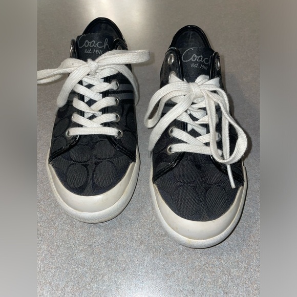 Coach Women's Folly Black Signature Logo Canvas Stripe Sneaker Size US 6 - Picture 5 of 6